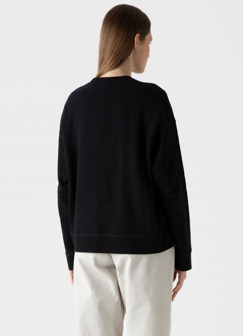 Black Sunspel Relaxed Loopback Sweatshirt | 38460-XWBI | USA