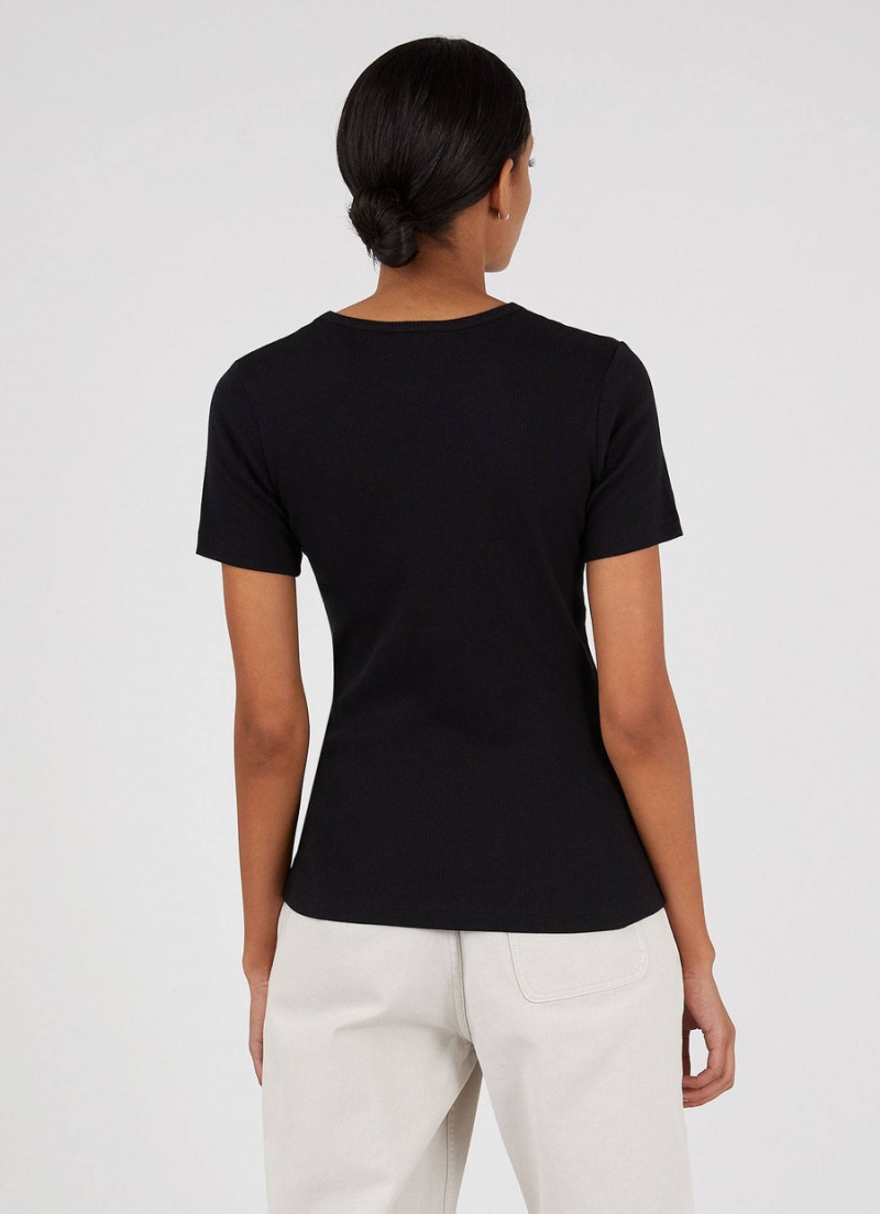 Black Sunspel Rib T-shirt | 04523-PBIE | USA