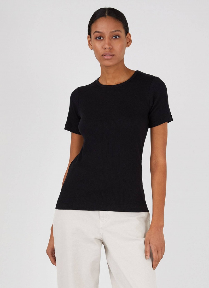 Black Sunspel Rib T-shirt | 04523-PBIE | USA