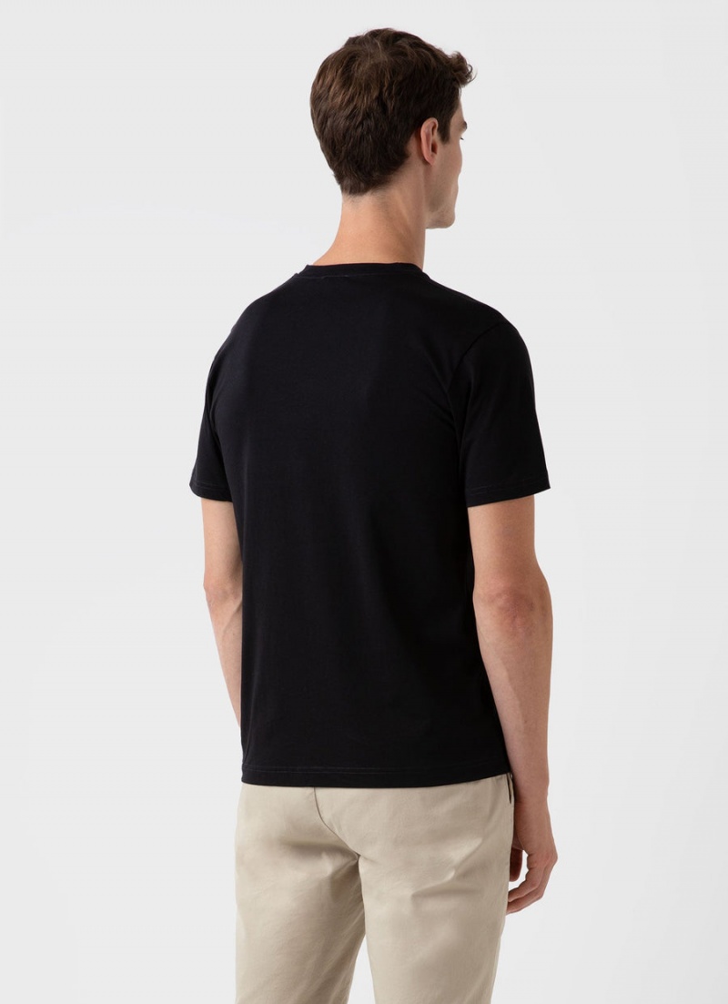 Black Sunspel Riviera Midweight Pocket T-shirt | 95137-FVTQ | USA