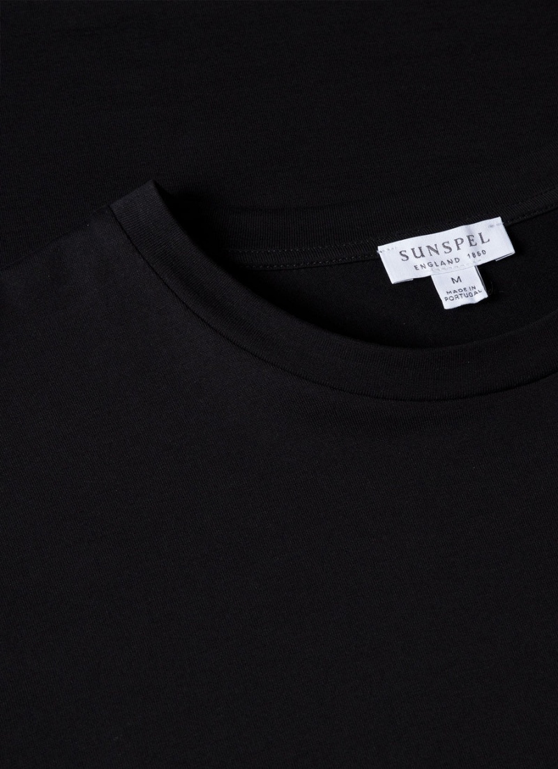 Black Sunspel Riviera Midweight T-shirt | 82970-WXZC | USA