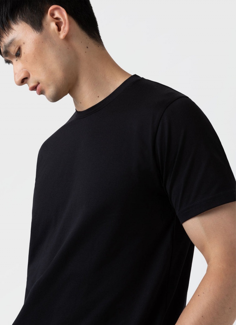 Black Sunspel Riviera Midweight T-shirt | 82970-WXZC | USA