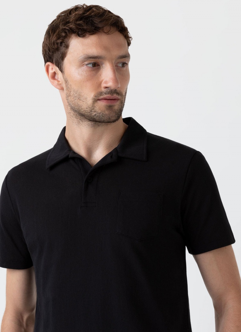 Black Sunspel Riviera Polo Shirt | 70158-SKAT | USA