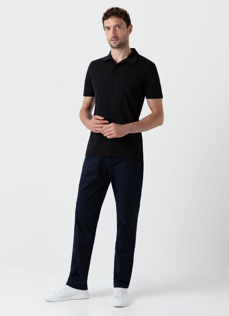 Black Sunspel Riviera Polo Shirt | 70158-SKAT | USA