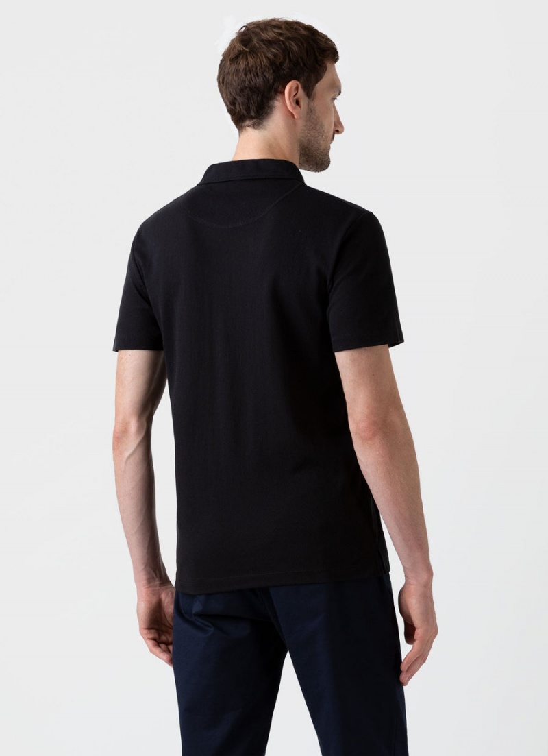 Black Sunspel Riviera Polo Shirt | 70158-SKAT | USA