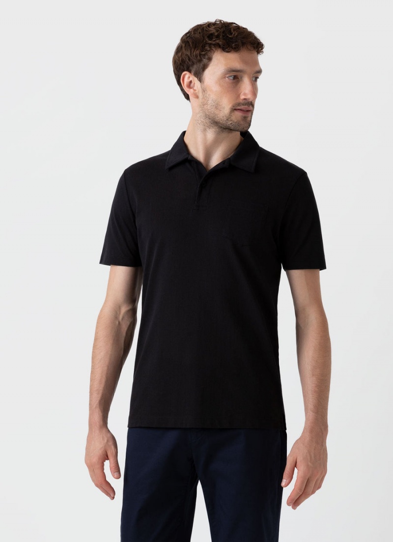 Black Sunspel Riviera Polo Shirt | 70158-SKAT | USA