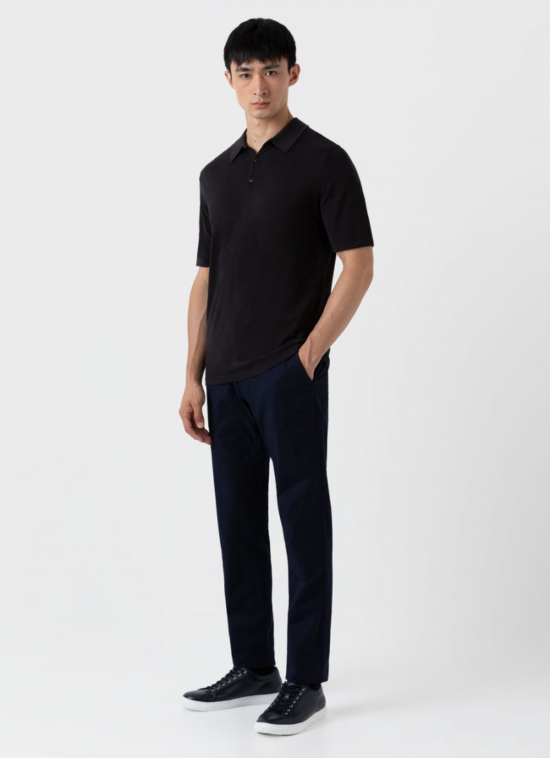 Black Sunspel Sea Island Cotton Polo Shirt | 68597-ZUQO | USA