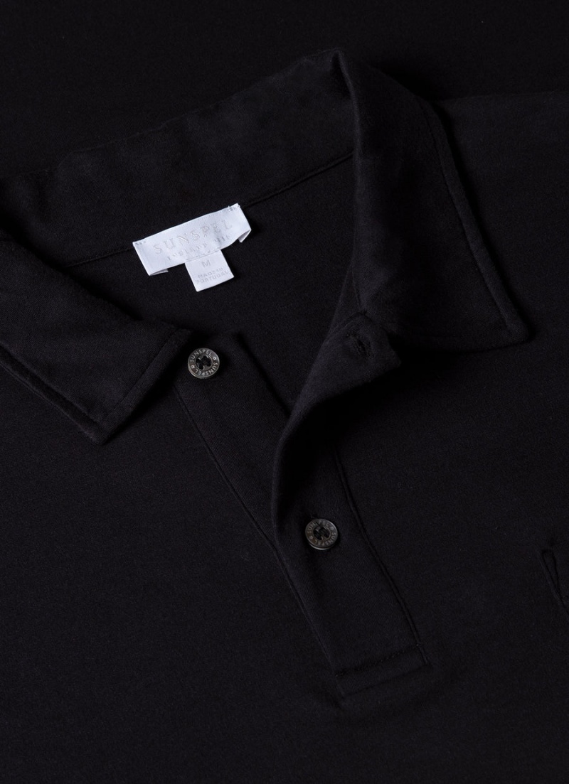 Black Sunspel Sea Island Cotton Riviera Polo Shirt | 12896-JTKH | USA