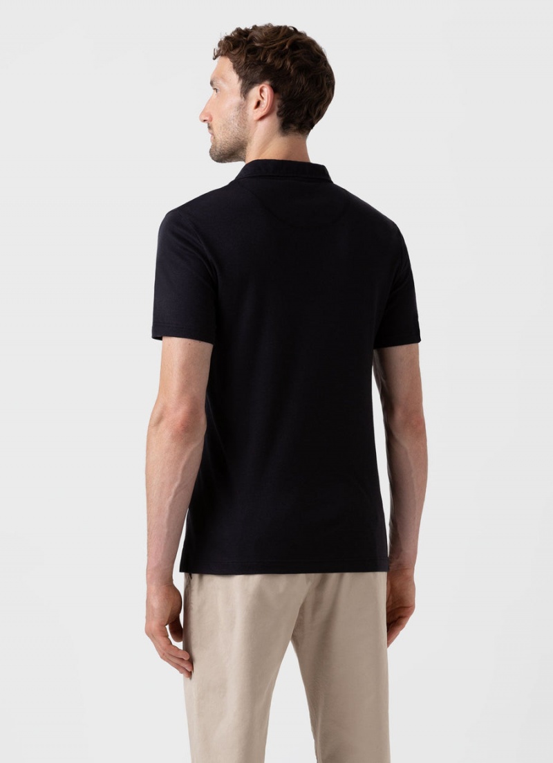 Black Sunspel Sea Island Cotton Riviera Polo Shirt | 12896-JTKH | USA