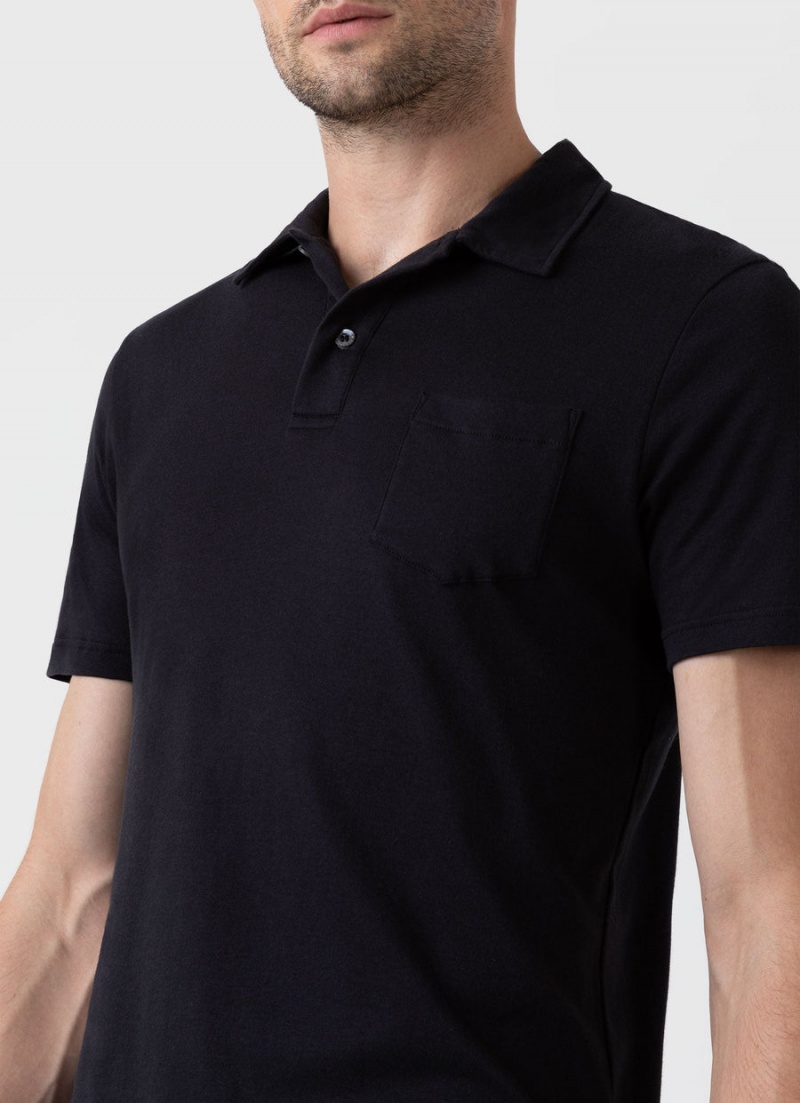 Black Sunspel Sea Island Cotton Riviera Polo Shirt | 12896-JTKH | USA