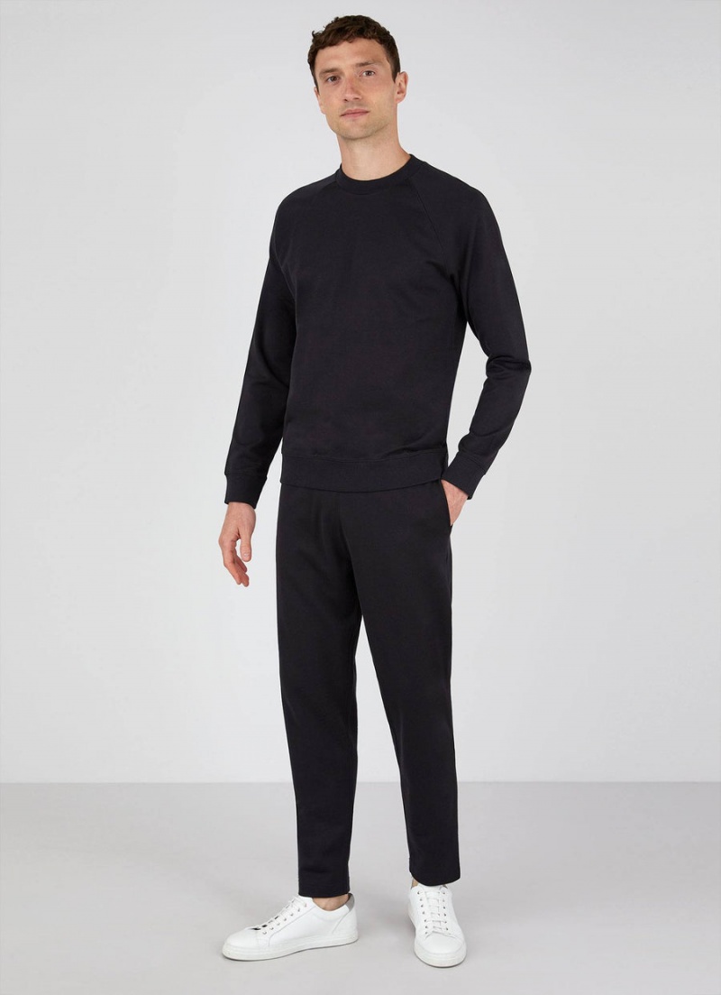 Black Sunspel Sea Island Cotton Sweatpants | 04573-CDMH | USA