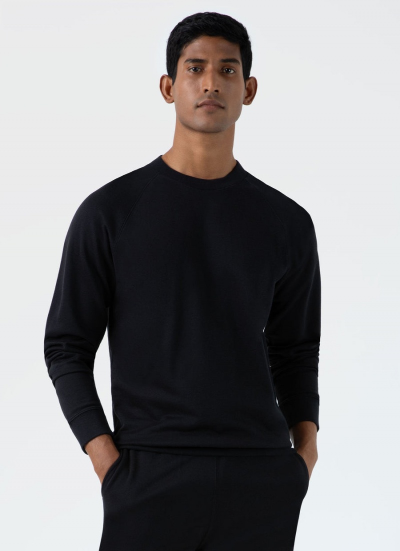 Black Sunspel Sea Island Cotton Sweatshirt | 49751-OYMG | USA