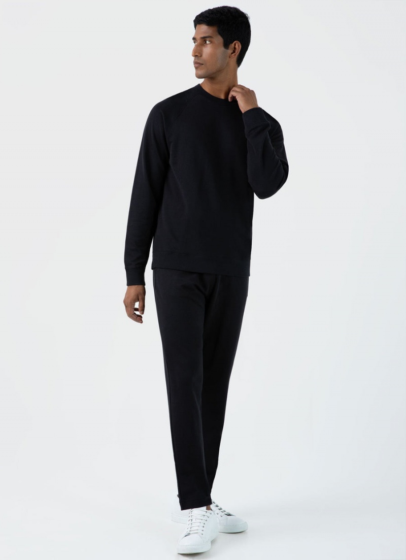 Black Sunspel Sea Island Cotton Sweatshirt | 49751-OYMG | USA