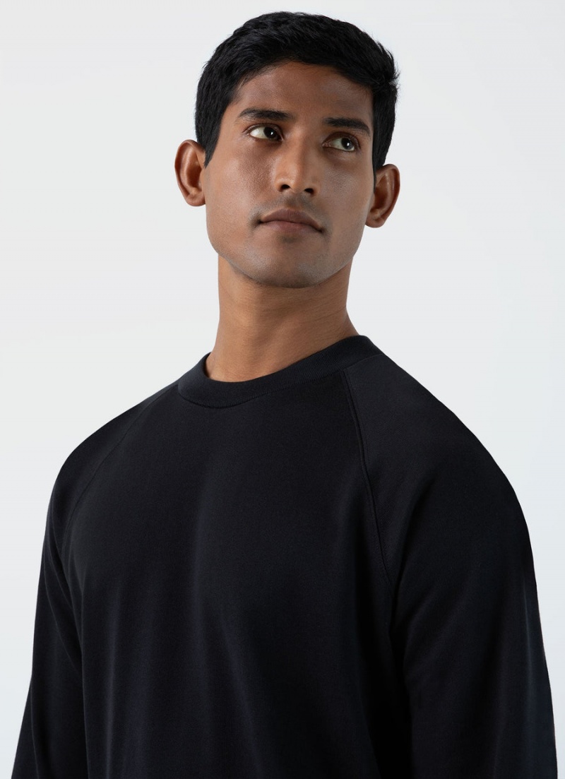 Black Sunspel Sea Island Cotton Sweatshirt | 49751-OYMG | USA