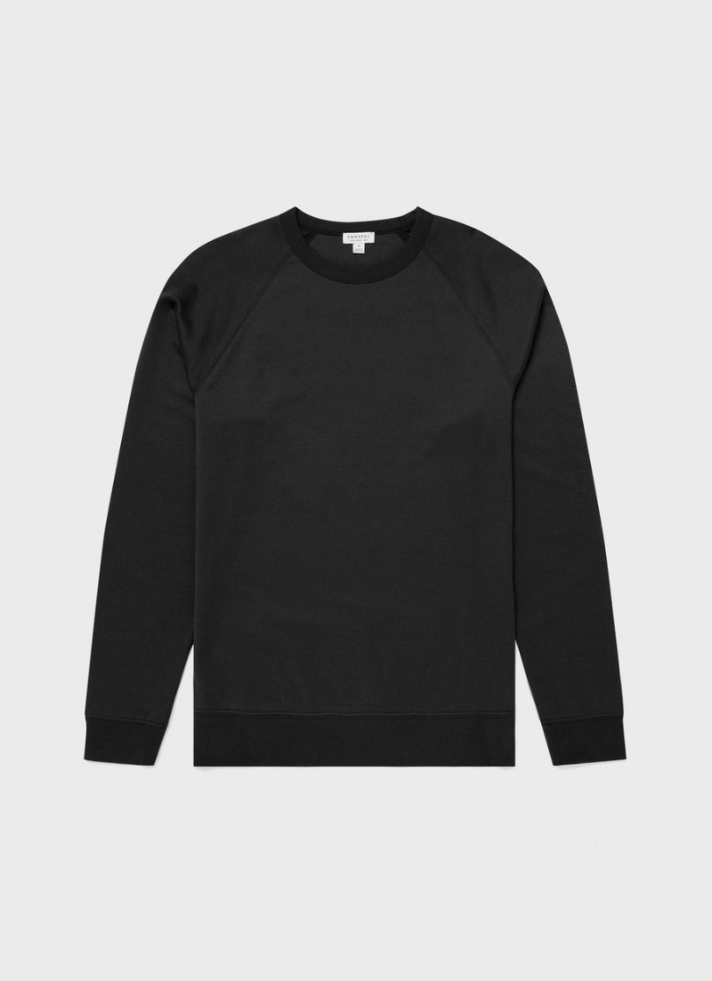 Black Sunspel Sea Island Cotton Sweatshirt | 49751-OYMG | USA