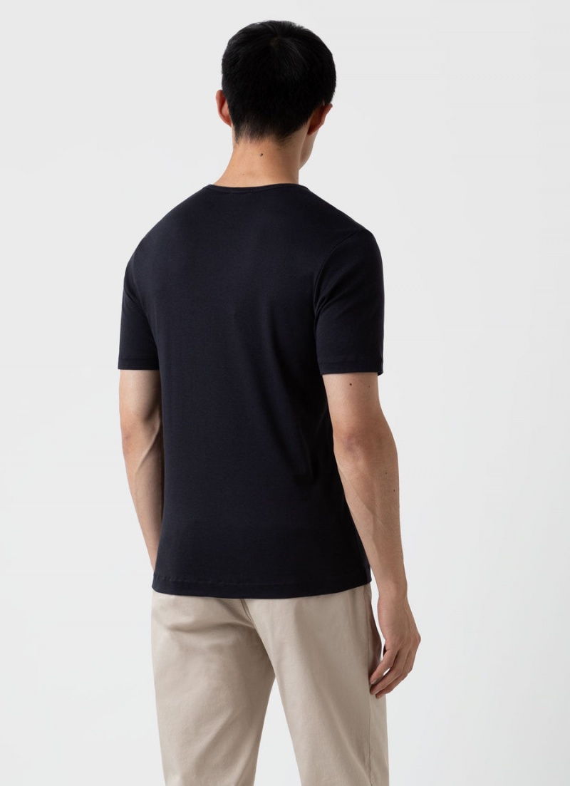 Black Sunspel Sea Island Cotton T-shirt | 47985-ZFQX | USA