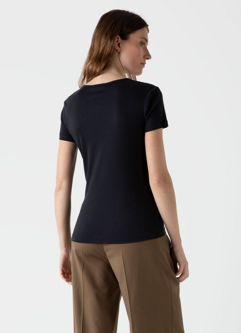 Black Sunspel Sea Island Cotton T-shirt | 86219-CDUP | USA