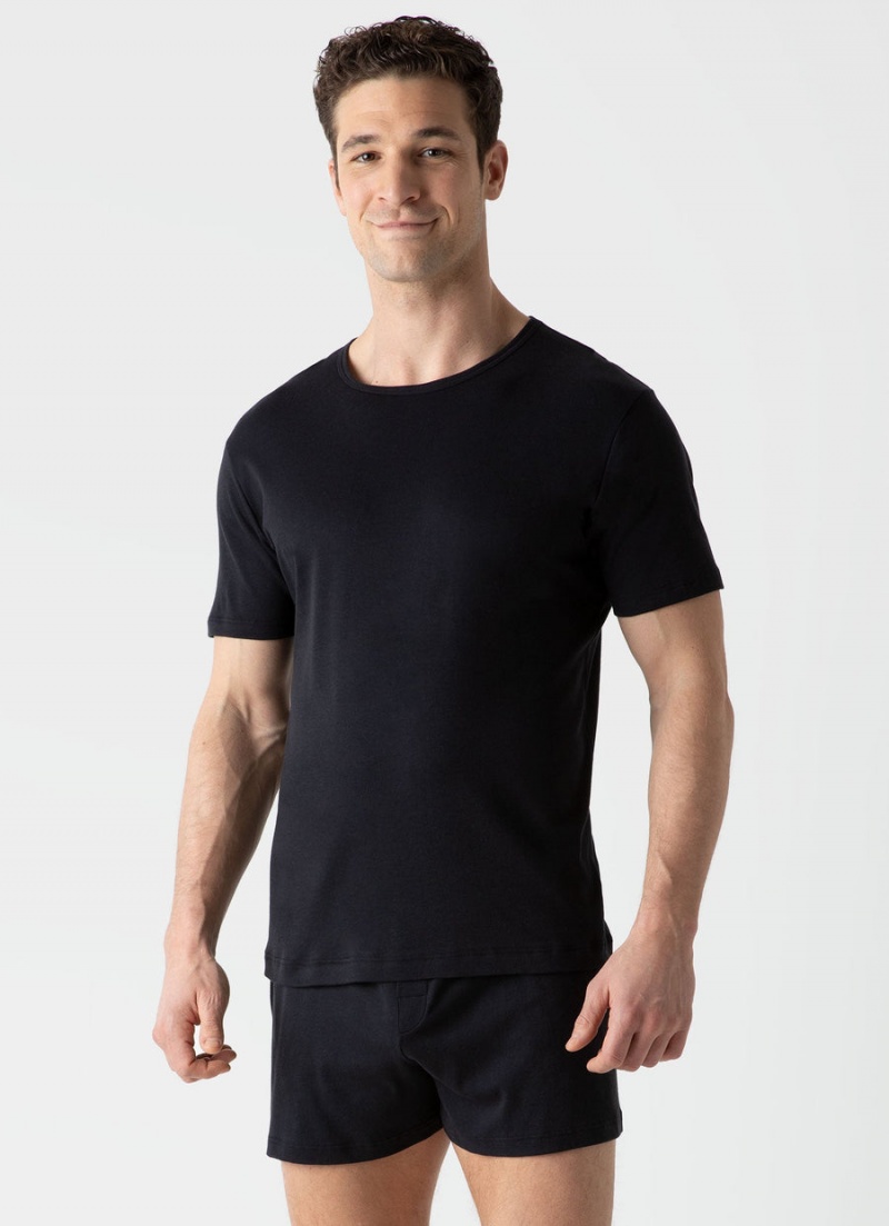 Black Sunspel Sea Island Cotton Underwear T-shirt | 72834-VQKH | USA