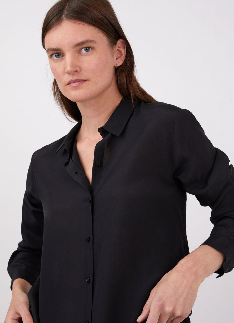 Black Sunspel Silk Blouse | 68573-GJYX | USA