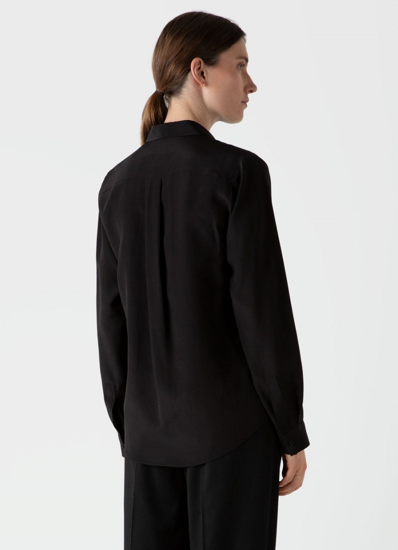 Black Sunspel Silk Shirt | 93024-HZVJ | USA