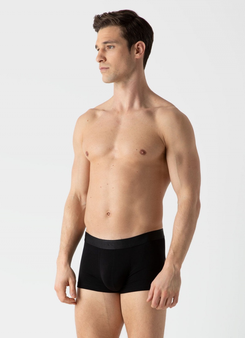 Black Sunspel Stretch Cotton Trunks | 73589-ELNP | USA