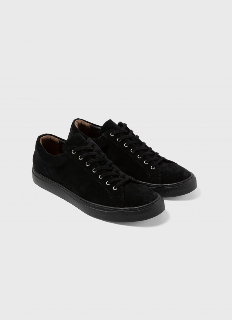 Black Sunspel Suede Tennis Shoe | 37029-QXLY | USA