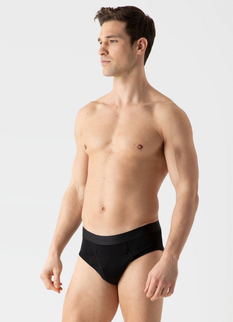 Black Sunspel Superfine Cotton Briefs | 32758-XQIG | USA