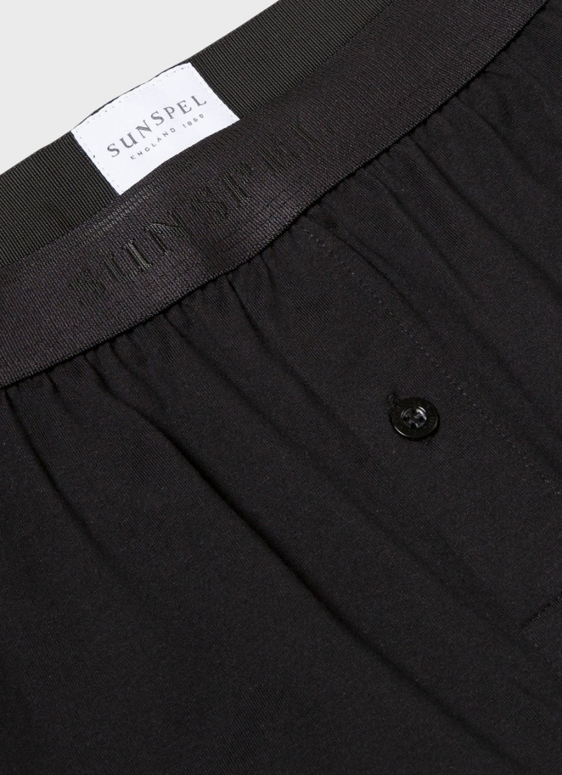 Black Sunspel Superfine Cotton One‑Button Shorts | 92407-VSJO | USA