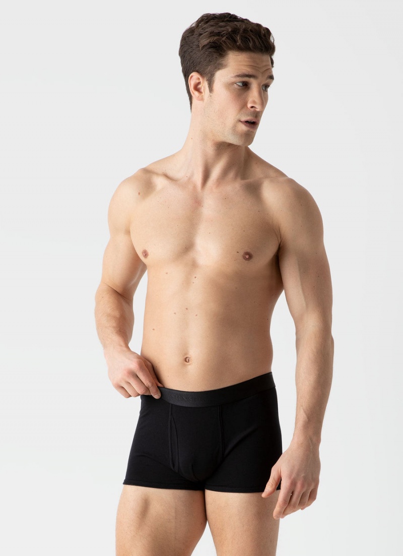 Black Sunspel Superfine Cotton Trunks | 14098-FGLQ | USA