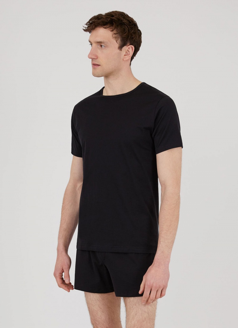 Black Sunspel Superfine Cotton Underwear T-shirt | 65894-DVXM | USA