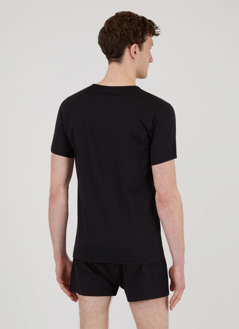 Black Sunspel Superfine Cotton Underwear T-shirt | 65894-DVXM | USA