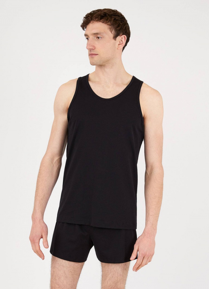 Black Sunspel Superfine Cotton Underwear Vest | 78960-IOLR | USA