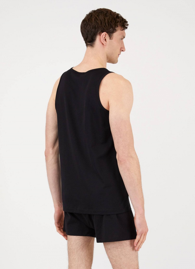 Black Sunspel Superfine Cotton Underwear Vest | 78960-IOLR | USA