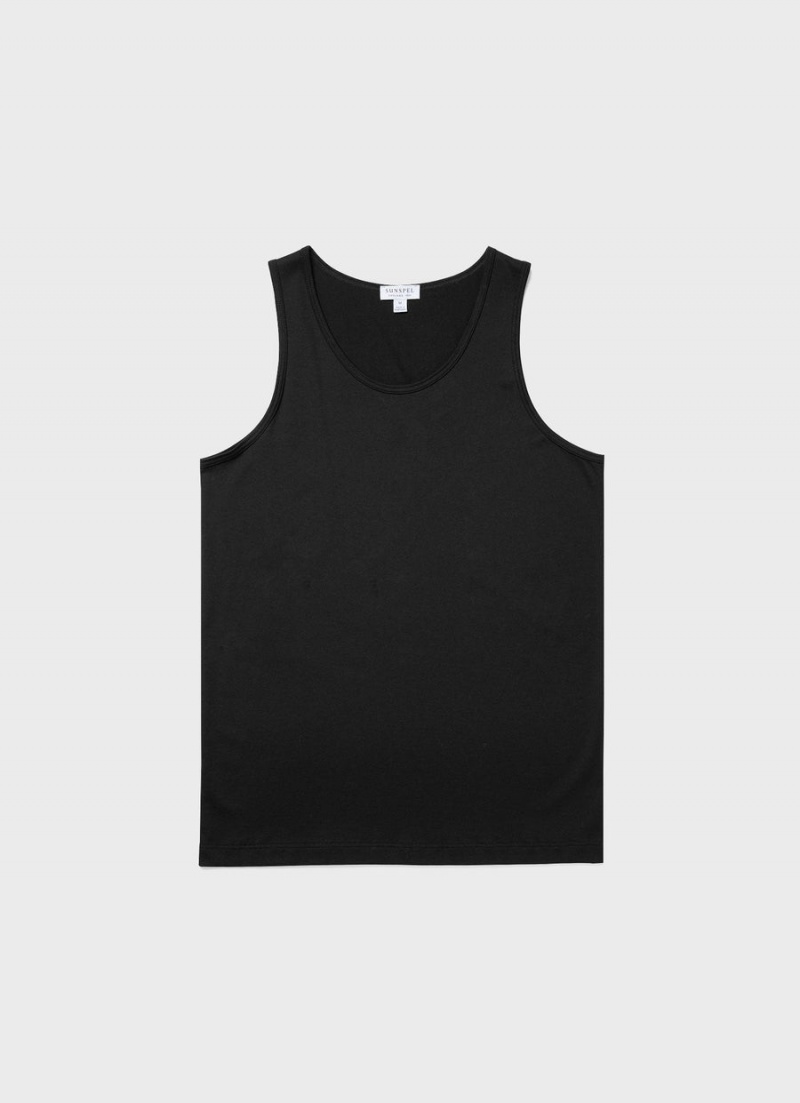 Black Sunspel Superfine Cotton Underwear Vest | 78960-IOLR | USA