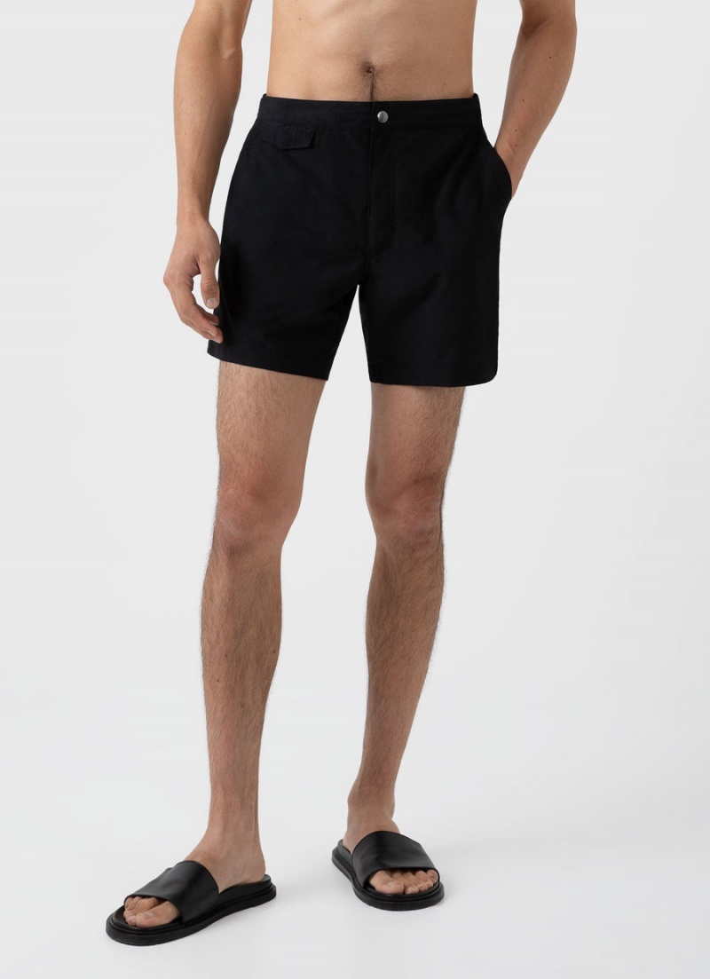 Black Sunspel Tailored Swim Shorts | 83067-XVWJ | USA