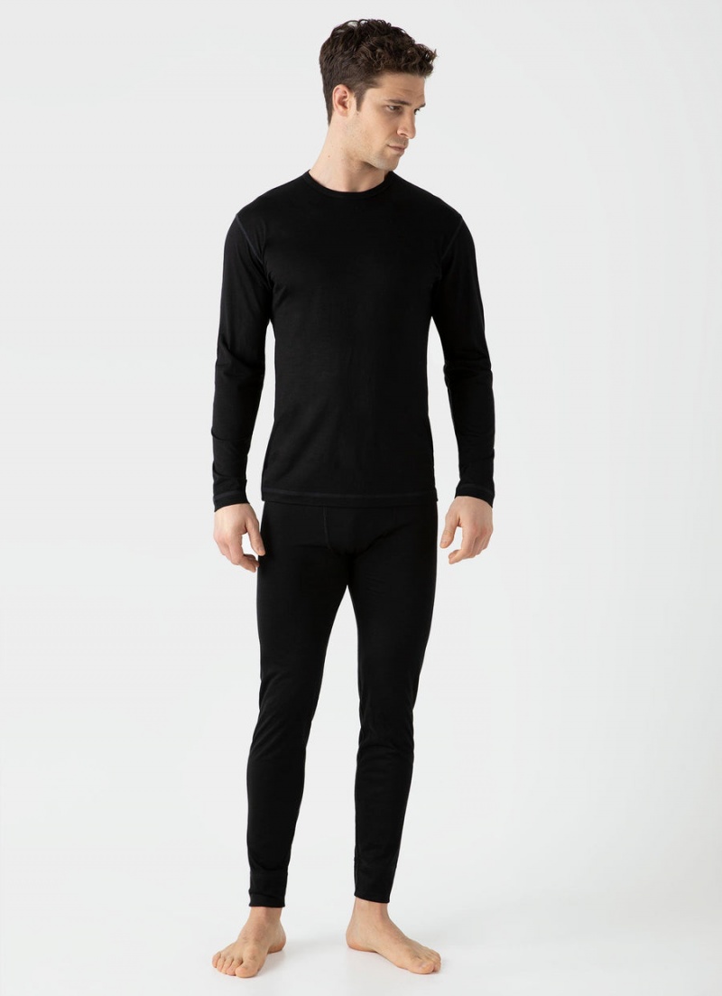 Black Sunspel Thermal Merino Long Johns | 34810-ZRJS | USA