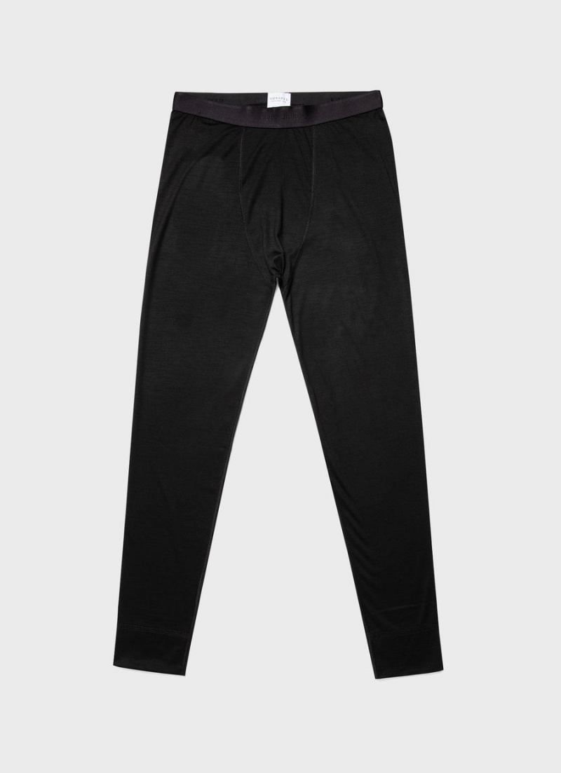 Black Sunspel Thermal Merino Long Johns | 34810-ZRJS | USA