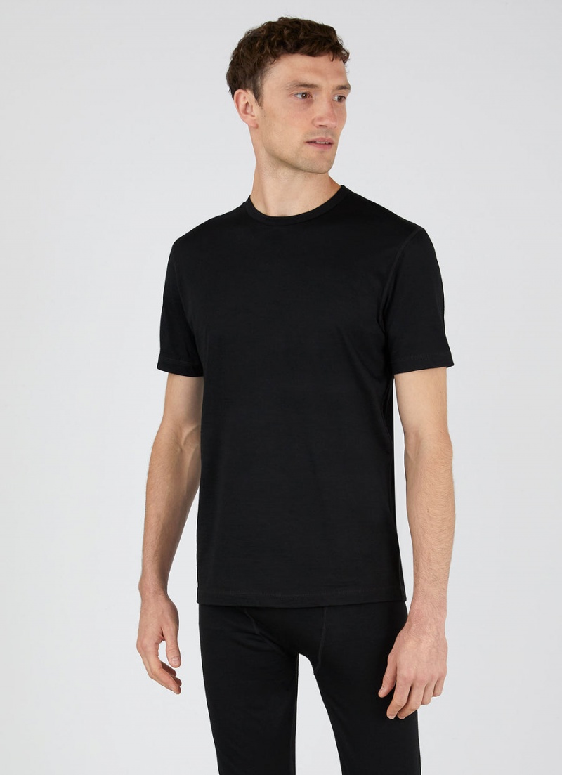 Black Sunspel Thermal Merino T-shirt | 29036-HBEO | USA