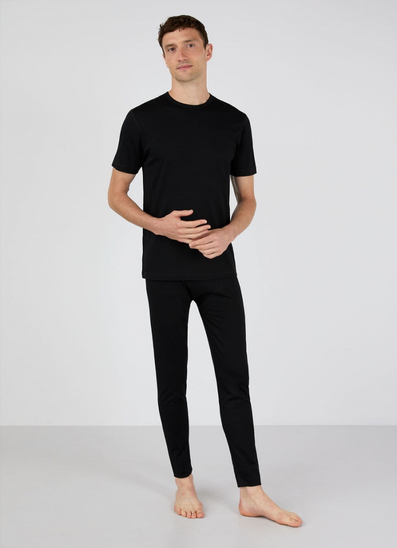 Black Sunspel Thermal Merino T-shirt | 29036-HBEO | USA