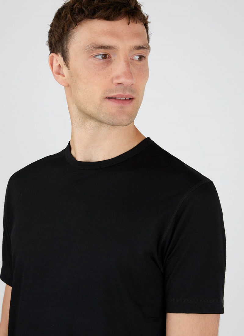 Black Sunspel Thermal Merino T-shirt | 29036-HBEO | USA