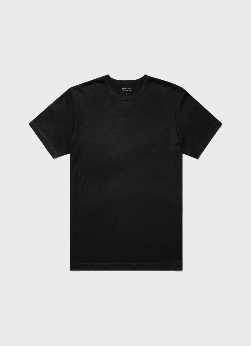 Black Sunspel Thermal Merino T-shirt | 29036-HBEO | USA