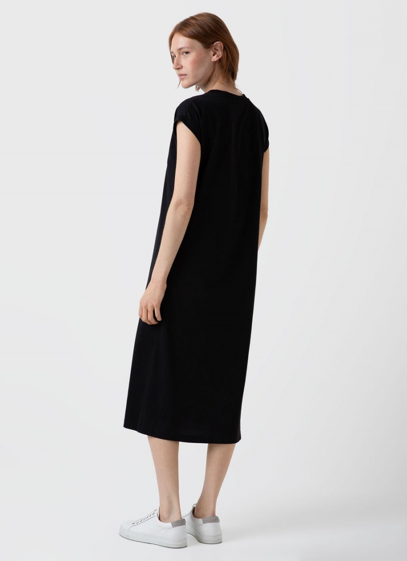 Black Sunspel T-shirt Dress | 73861-WQSG | USA