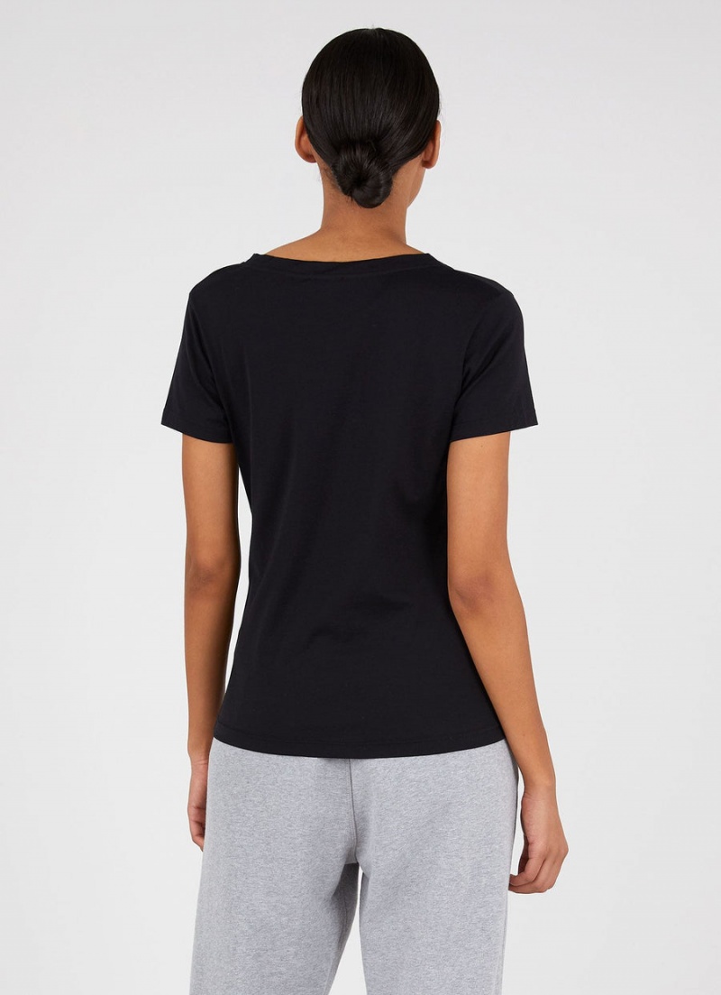 Black Sunspel V Neck T-shirt | 24718-PFWJ | USA