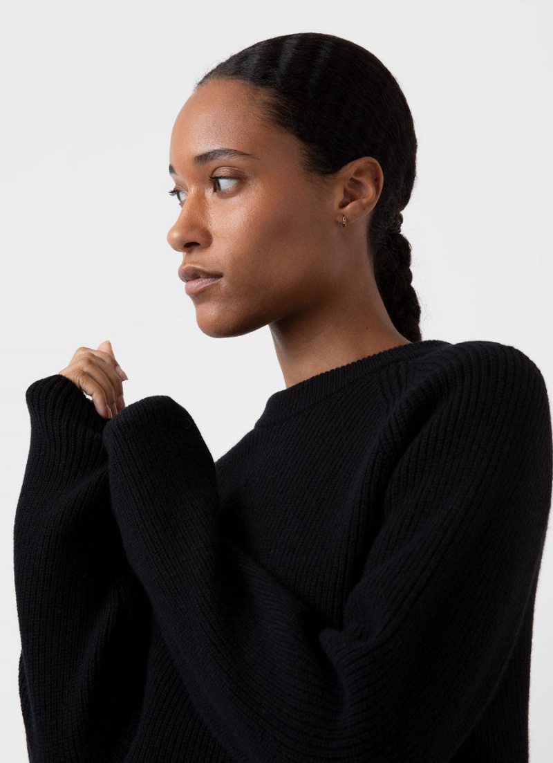 Black Sunspel Wool Cashmere Rib Jumper | 76215-IDKP | USA