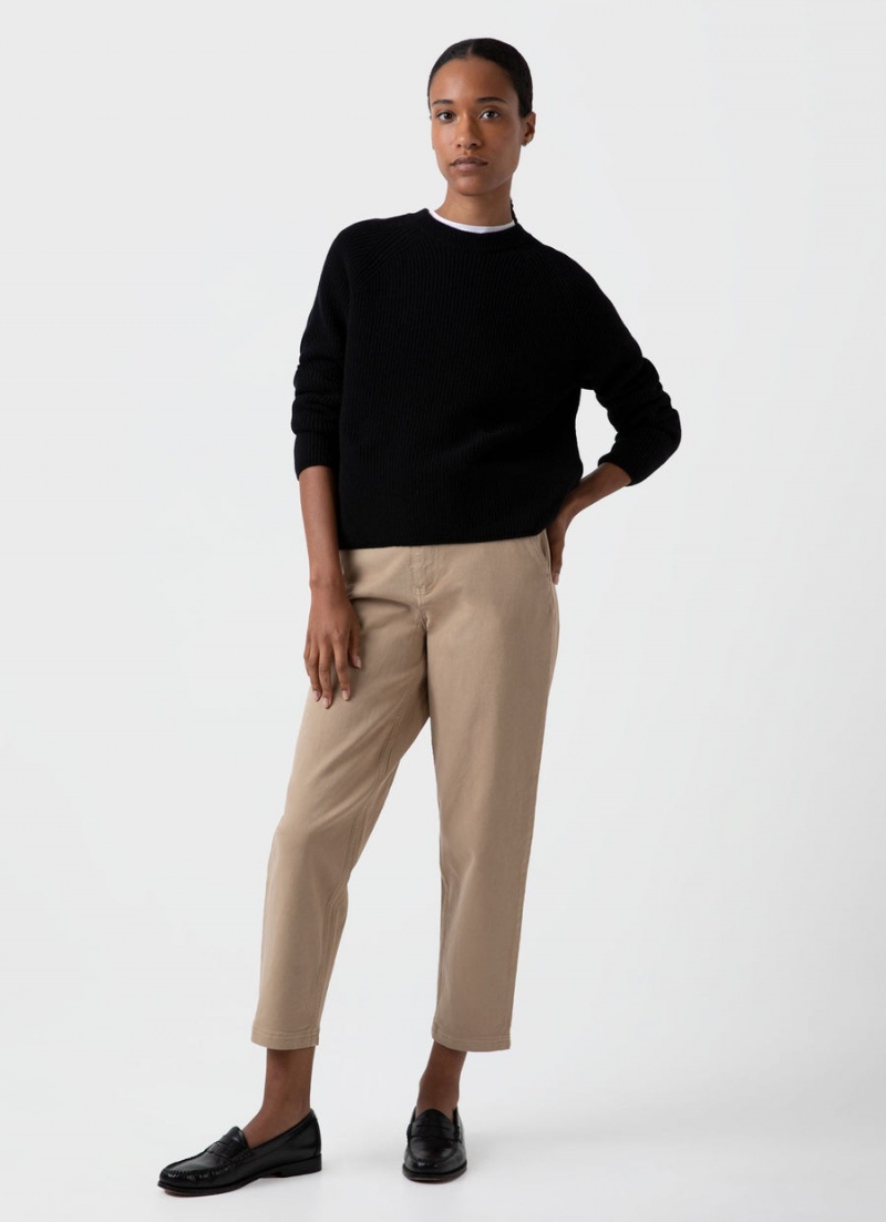 Black Sunspel Wool Cashmere Rib Jumper | 76215-IDKP | USA