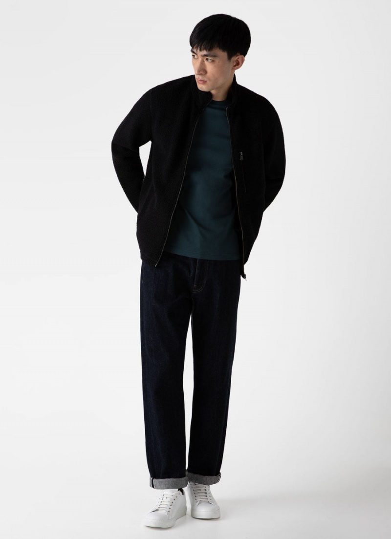 Black Sunspel Wool Fleece Jacket | 76915-BIFD | USA