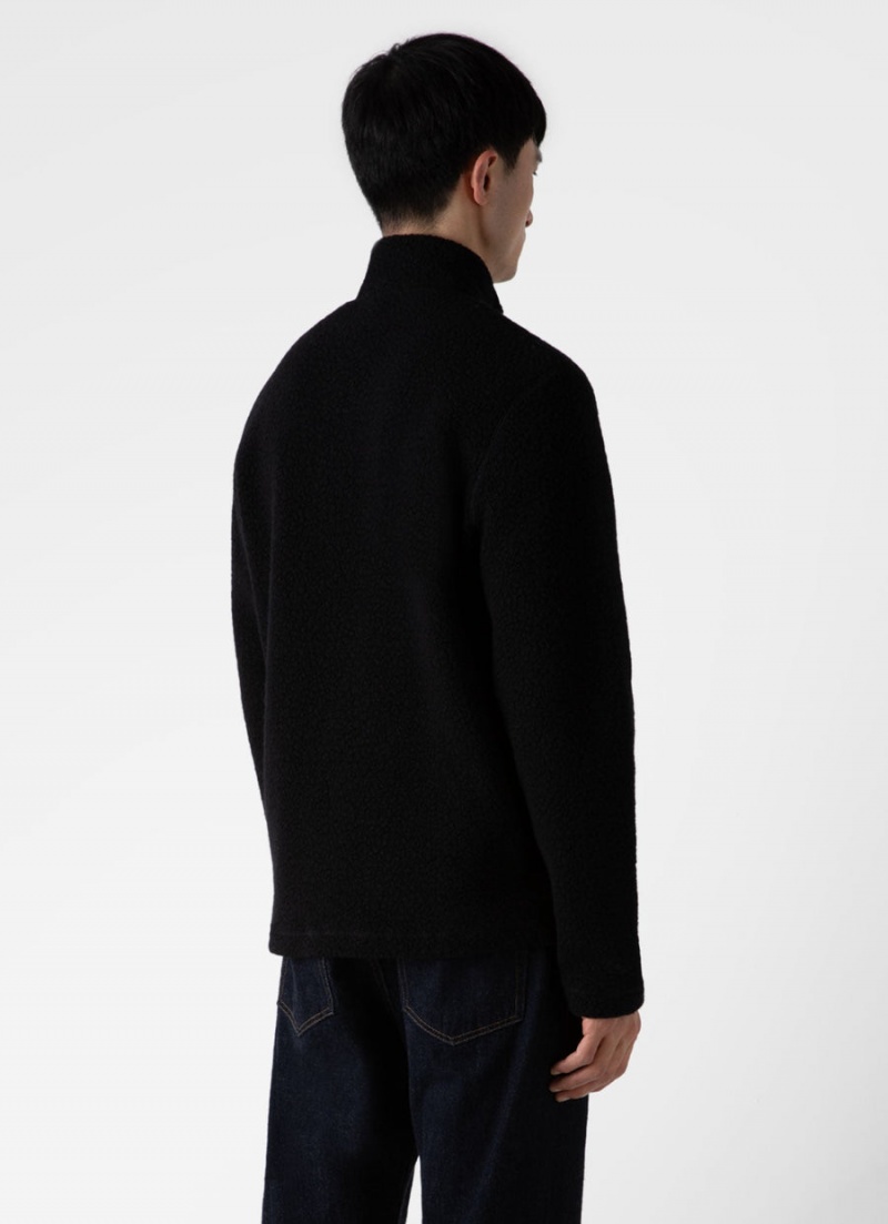 Black Sunspel Wool Fleece Jacket | 76915-BIFD | USA