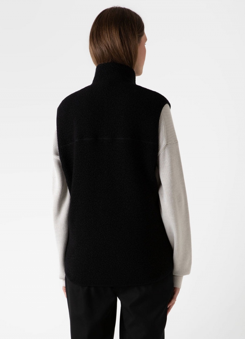 Black Sunspel Wool Fleece Vest | 35479-KHZU | USA