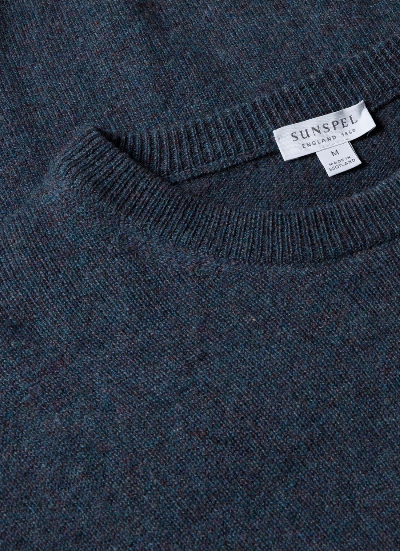 Blue Sunspel Cashmere Crew Neck Jumper | 43876-YJFH | USA