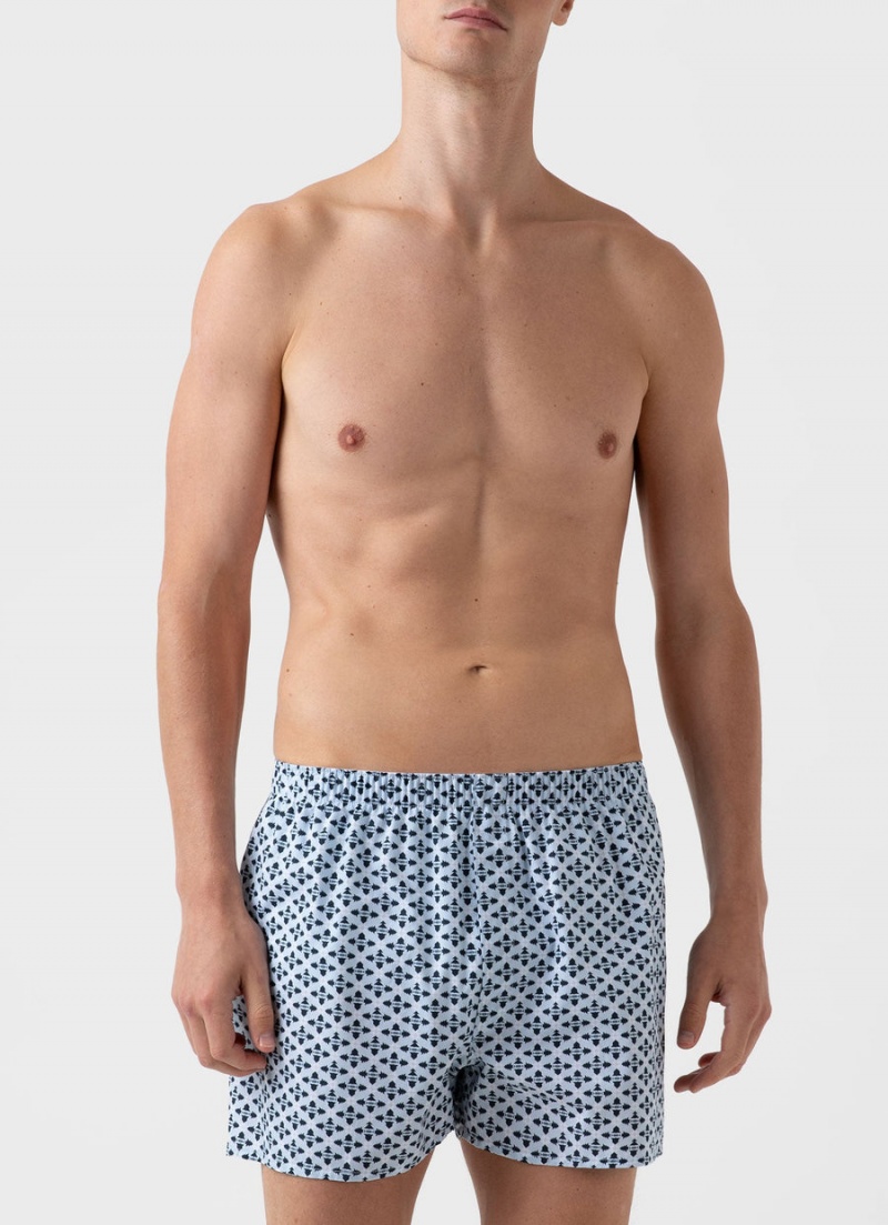 Blue Sunspel Classic Boxer Shorts | 64210-LVKI | USA